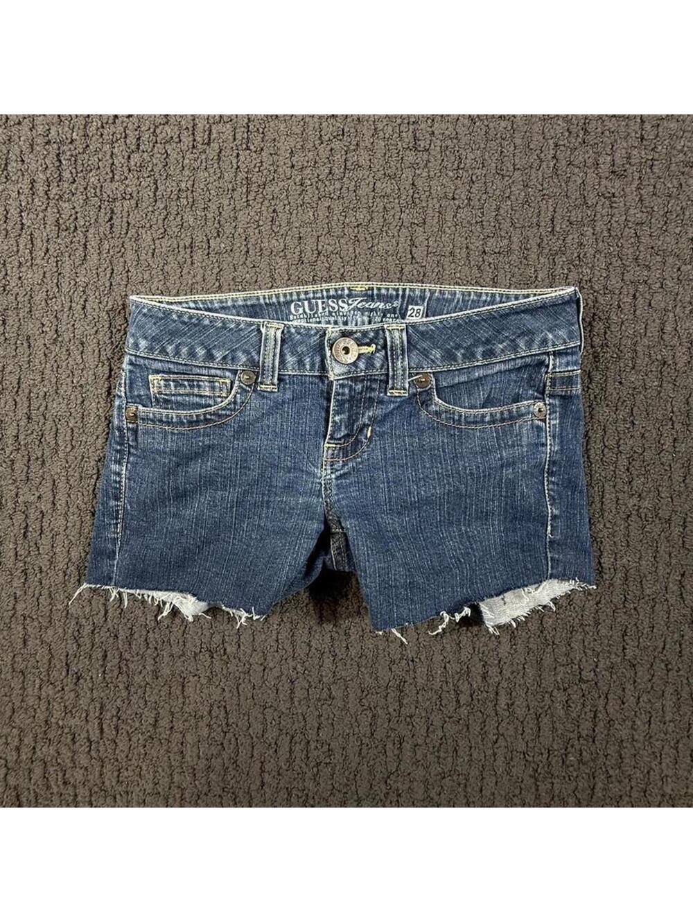 GUESS 2000’s Y2K Cut Off Tight Denim Shorts Waist 28